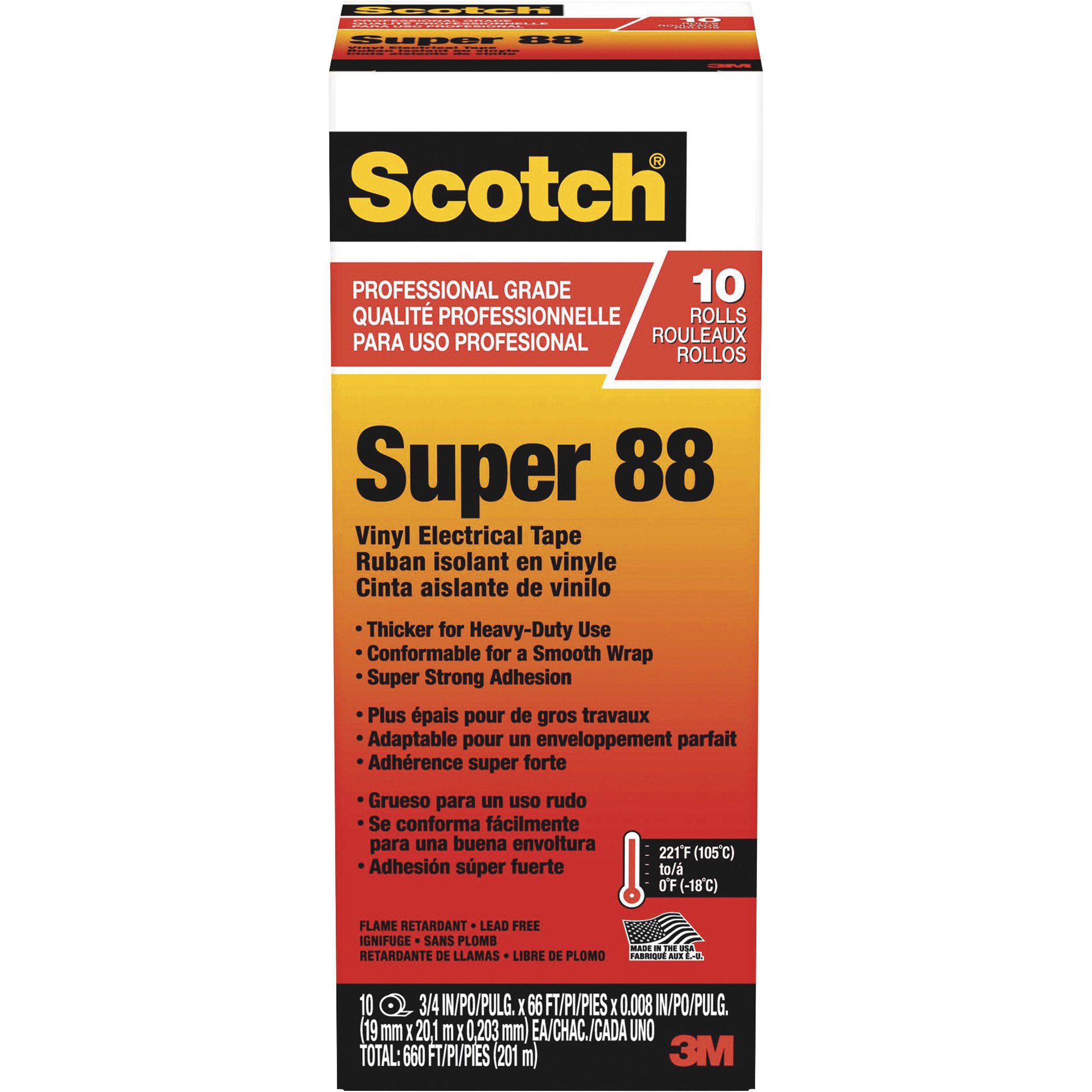 3M Scotch Super 88 Vinyl Electrical Tape — 10-Pk., Model# SUPER88